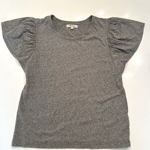 MADEWELL grey tee shirt with flutter sleeves. Size small